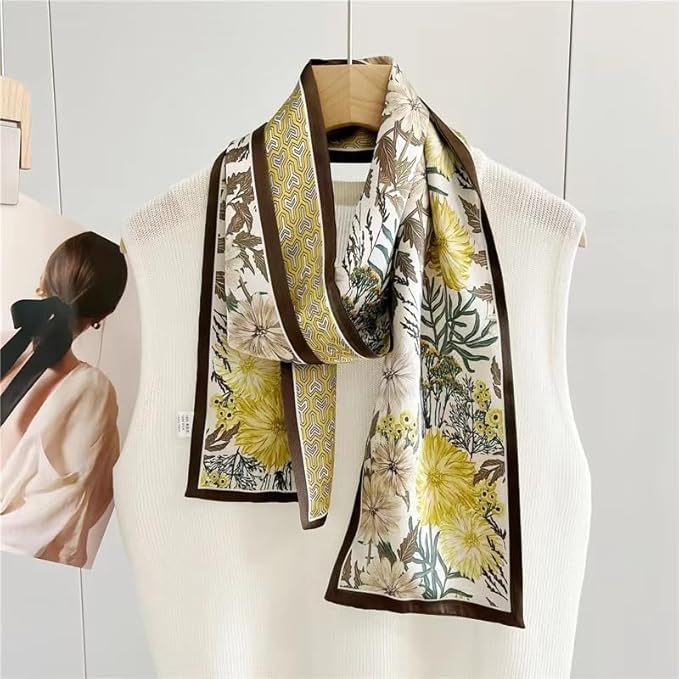 100% Mulberry Silk Ribbon Scarf for Hair Beach Head Wraps for Women Handbag accessories Necktie