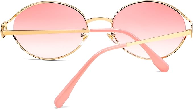 FEISEDY Retro Oval Small Sunglasses for Women Men 90s Trendy Classic Y2K Frame Round Shades UV400 Protection B9164
