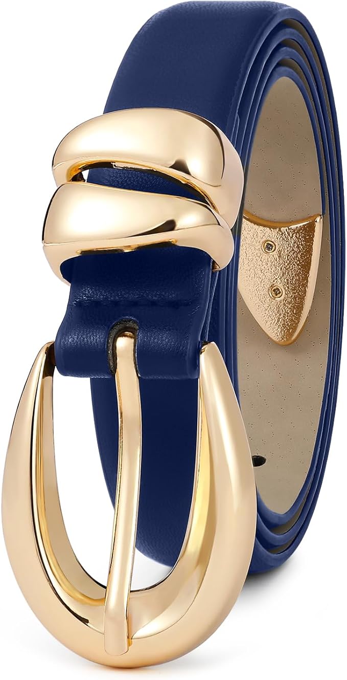Black Leather Belt for Women Stylish Design with Gold Buckle Ladies Black Belt Perfect for Jeans Dresses
