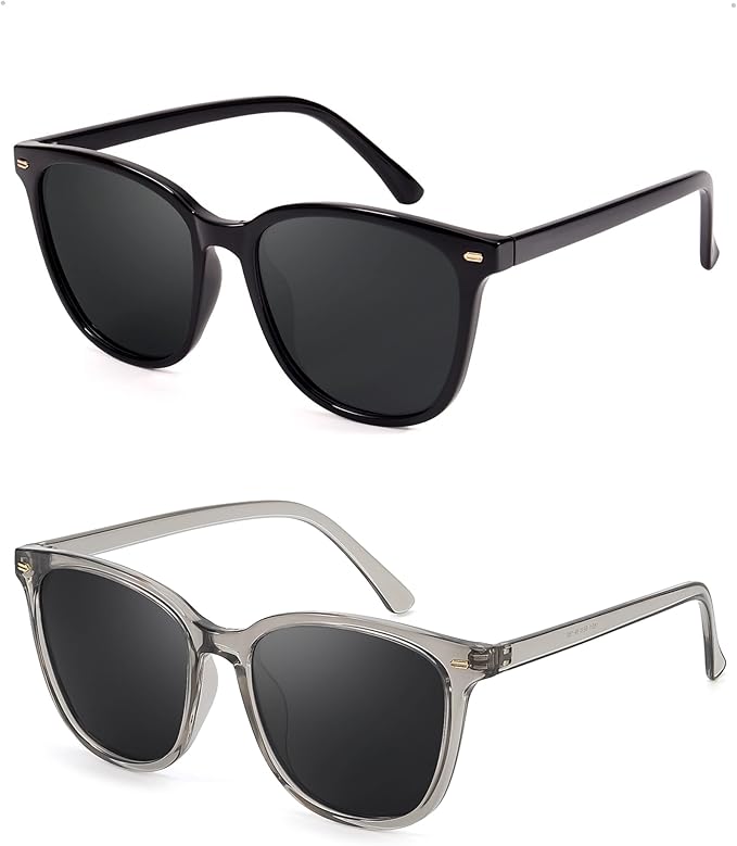 FIMILU 2 Packs Sunglasses for Women Polarized UV400 Protection Lens Big Frame Fashion Glasses Trendy Stylish Shade