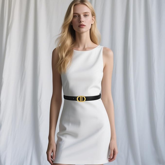 Relang Women's Belts with Gold Buckle, Fashion Waist Band, Elegant Ladies' Belt, Gift for Women