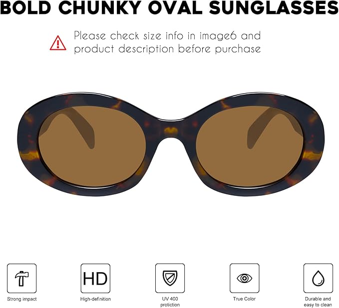 mosanana Oval Retro Trendy Sunglasses for Women 90s Style MS52371