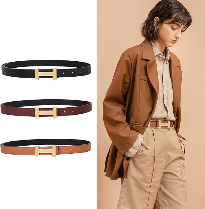 Relang Women's Belts with Gold Buckle, Fashion Waist Band, Elegant Ladies' Belt, Gift for Women