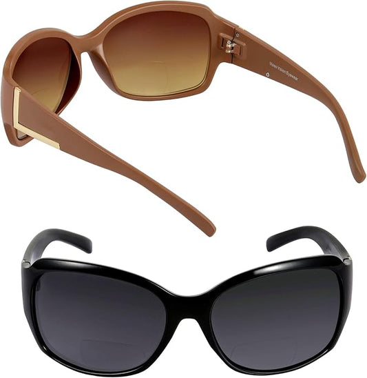 Bifocal Sunglasses 'The Fashionista' Women's Designer Outdoor Reading Glasses with UV400 Protection (2 Pack)