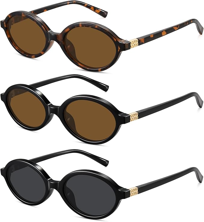 WOWSUN Retro Oval Sunglasses Womens Trendy Sun Glasses Sunnies UV400 Protection