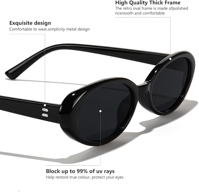 Oval Sunglasses for Women Men Fashion Small 90s Style Sun Glasses UV400