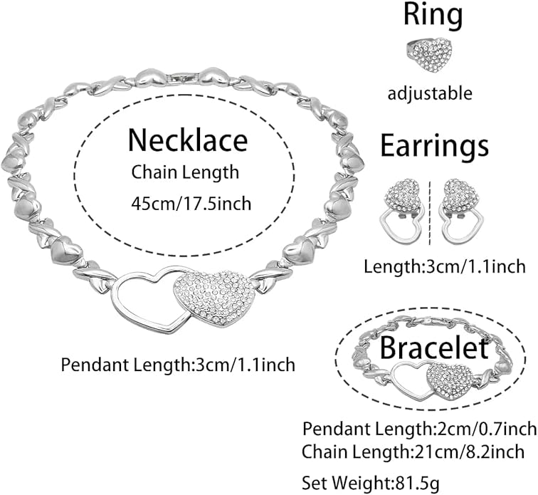 Gold Jewelry Set 18K Gold Accessories for Women Jewelry Set Wedding Bridal Fashion Jewelry Sets Women Accessories Bracelets Earrings and Rings Sweetheart Gifts