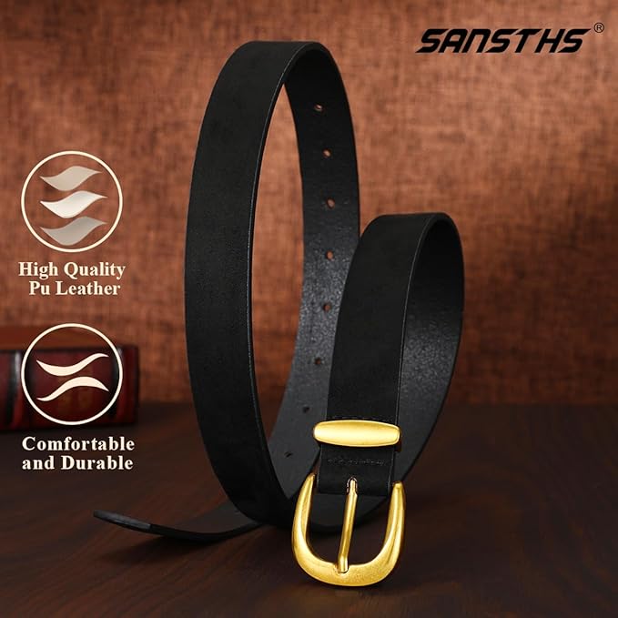 SANSTHS Womens Belt for Jeans Pants Dresses with Alloy Buckle, Floral Print Belt for Women with Unique Print Design