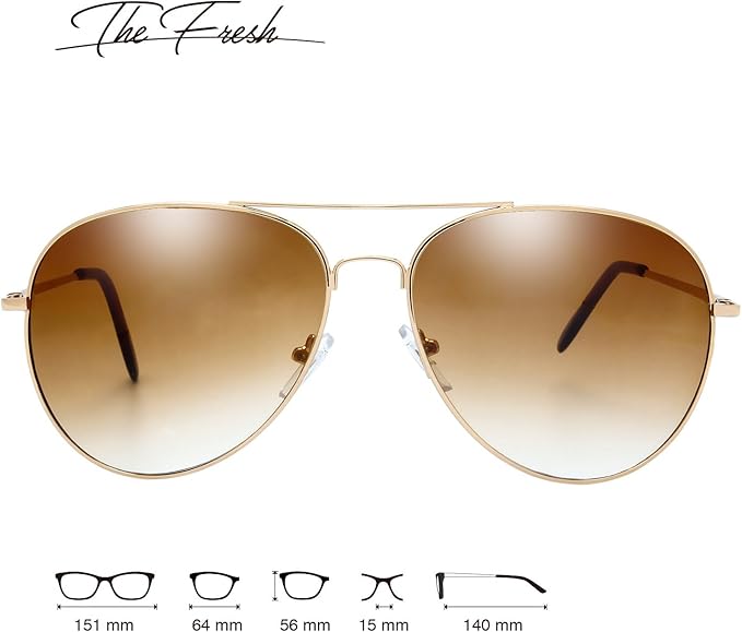 The Fresh Classic Aviator Frame Light Color Lens XL Oversized Sunglasses Gift Box