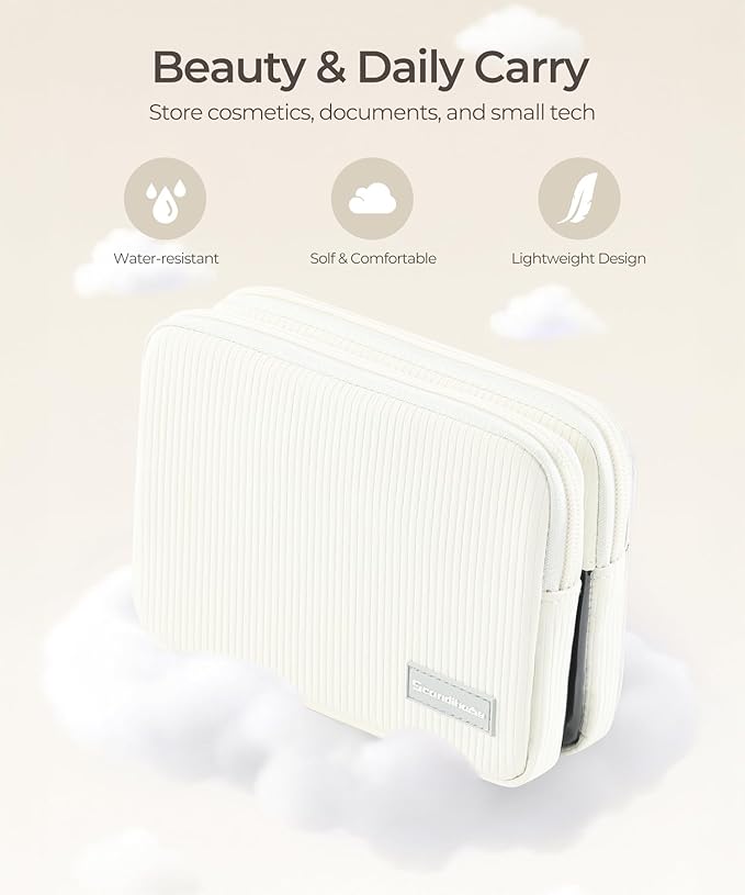 Preppy Makeup Bag, Rectangle Double Detachable Cosmetic Organizer, Clear Side Panel Portable Travel Pouches for In-Flight Essentials, Beauty & Tech Accessories, Gift for Women