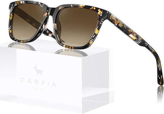 CARFIA Polarized Sunglasses for Women: Acetate, Small/Medium Size, UV400 Anti Glare CA5354