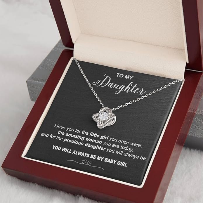 VIRAGIL To My Daughter Gift Necklace From Dad or Mom - Badass Daughter Jewelry With Heartfelt Message & Elegant Box