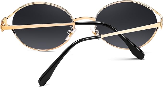 FEISEDY Retro Oval Small Sunglasses for Women Men 90s Trendy Classic Y2K Frame Round Shades UV400 Protection B9164