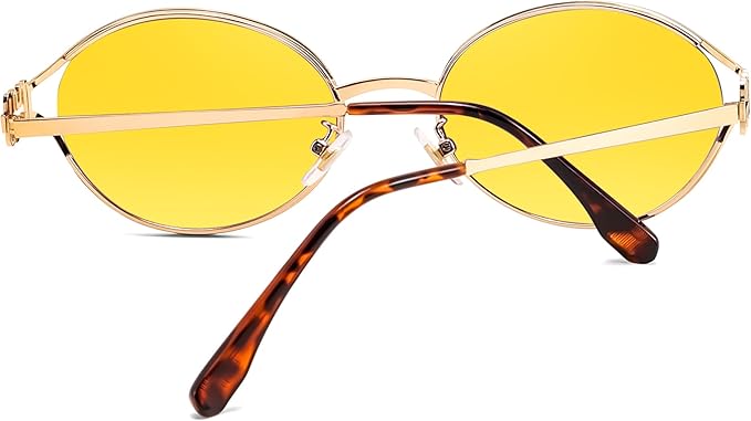 FEISEDY Retro Oval Small Sunglasses for Women Men 90s Trendy Classic Y2K Frame Round Shades UV400 Protection B9164