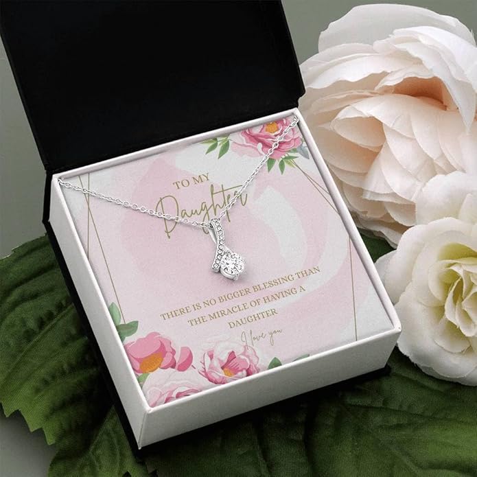 VIRAGIL To My Daughter Gift Necklace From Dad or Mom - Badass Daughter Jewelry With Heartfelt Message & Elegant Box