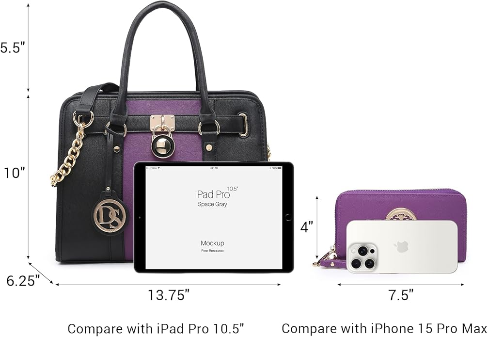 Dasein Handbags Purses Set for Women Top Handle Satchel Shoulder Bags Large Work Tote Bag with Matching Wallet