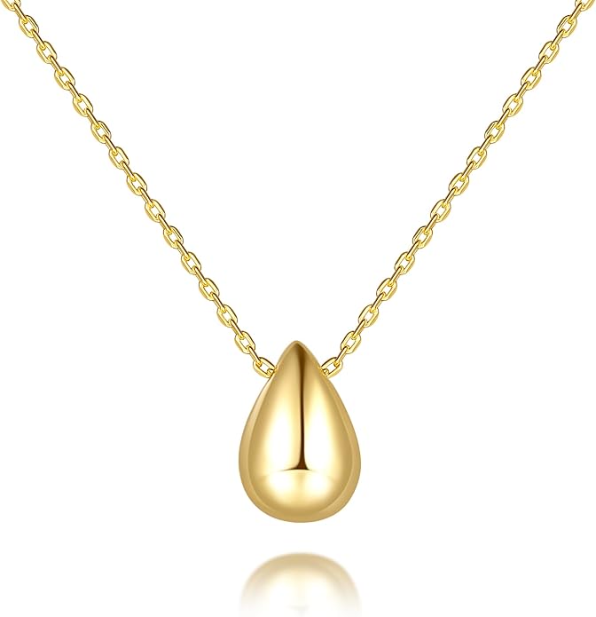 Gold Pendant Necklace for Women 14K Gold Necklaces for Women Teardrop Necklace Minimalist Design and Soft Curves Womens Dainty Necklaces with Pendant
