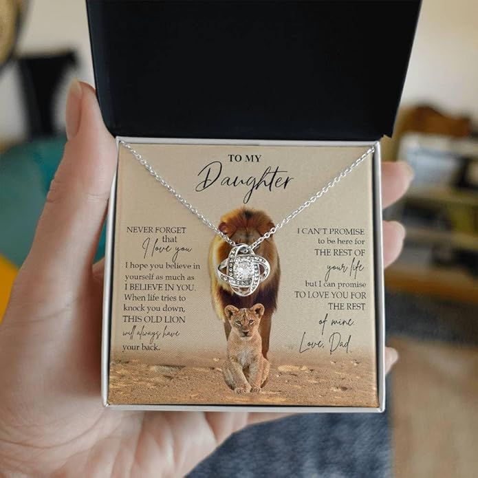 VIRAGIL To My Daughter Gift Necklace From Dad or Mom - Badass Daughter Jewelry With Heartfelt Message & Elegant Box