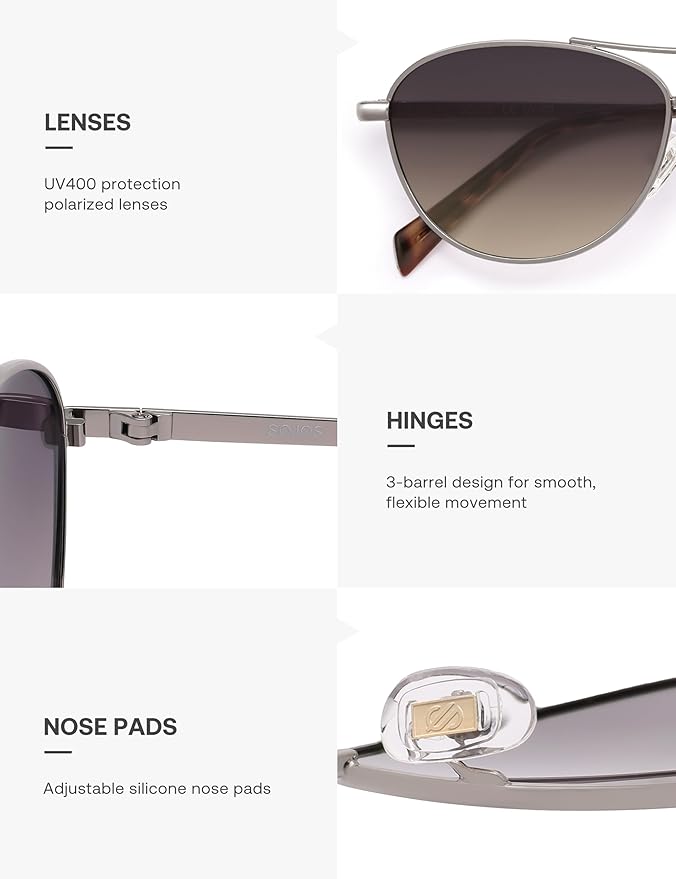 SOJOS Retro Polarized Aviator Sunglasses for Women Men Vintage 70s Style UV Protection Womens Mens Sun Glasses SJ1265