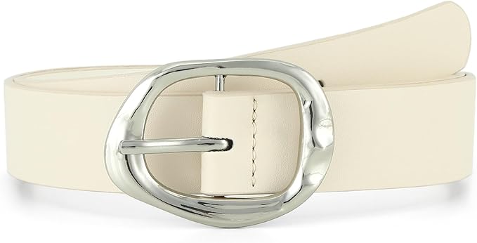 Earnda Leather Belts for Women Casual Fashion Waist Belt with Liquid Shapes Gold Buckle for Jeans Pants Dresses