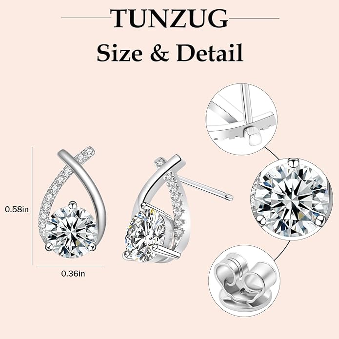 Moissanite Stud Earrings D Color VVS1 Moissanite Earrings 925 Sterling Silver 18K Gold Plated Friction Flat Bottom Mermaid Tail Earrings for Women