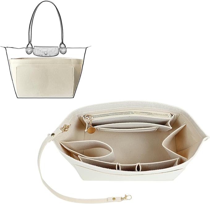 Lckaey Felt Organizer Insert for Longchamp Le Pliage Handbag Women Purse organizer 1012-30khaki-M