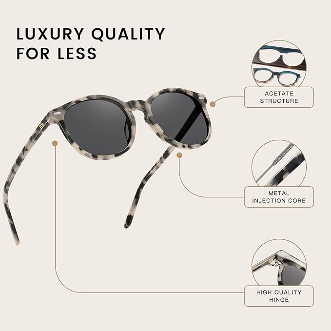 DUCO Polarized Sunglasses for Women Retro Round Women's Sunglasses Classic Vintage UV400 Shades DC1230