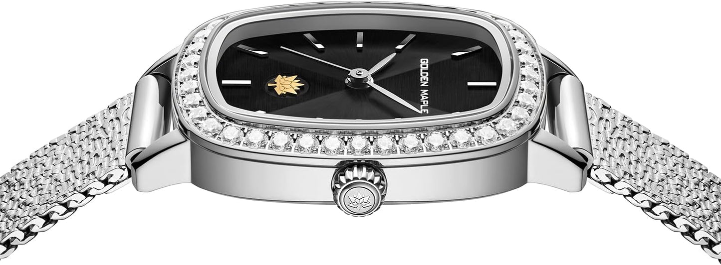 GOLDEN MAPLE Watches for Women, Dainty Gold Watch with Small Stainless Steel Case, Quartz Movement and Water Resistant, Adjustable Mesh Band