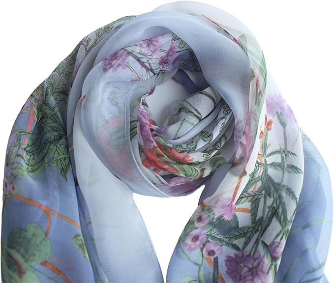 Pokeedioty Scarfs for Women Lightweight Scarves Elegant Floral Pattern Sheer Scarfs Shawls Wraps