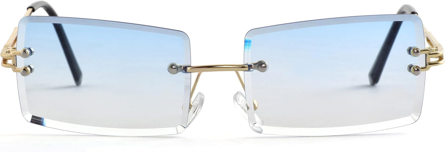 Kursan Frameless Rectangle Sunglasses for Men Women Small Rimless Sun Glasses Shades UV400 Protection