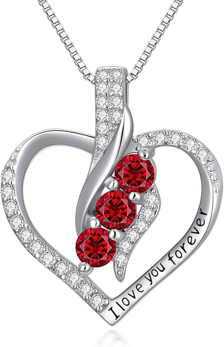 Rose Heart Birthstone Necklace for Women - Solid S925 Sterling Silver with Rose Gold Plated Infinity Symbol of Love Valentine's, Mother's Day, Anniversary, Christmas Birthday Gift for Her, Mom, Wife, or Girlfriend.