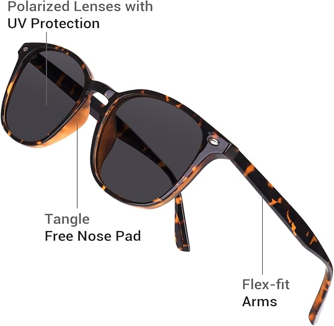 DrRelax Retro Sunglasses Womens Trendy Round Polarized Shades Sun Glasses