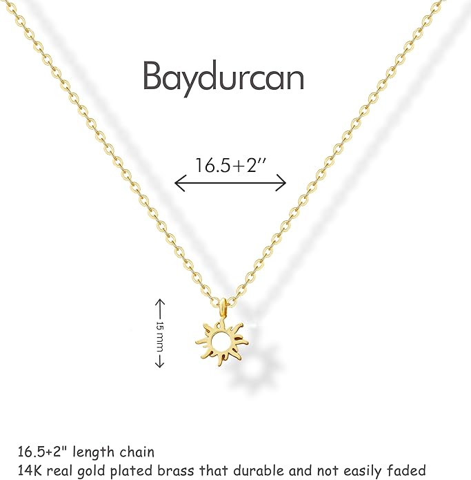 Baydurcan Dainty Gold Necklace for women - 14K Gold Plated Pendant Necklaces Gifts for Friends Sister Mother, Birthday, Christmas, Graduation, Inspirational Gifts