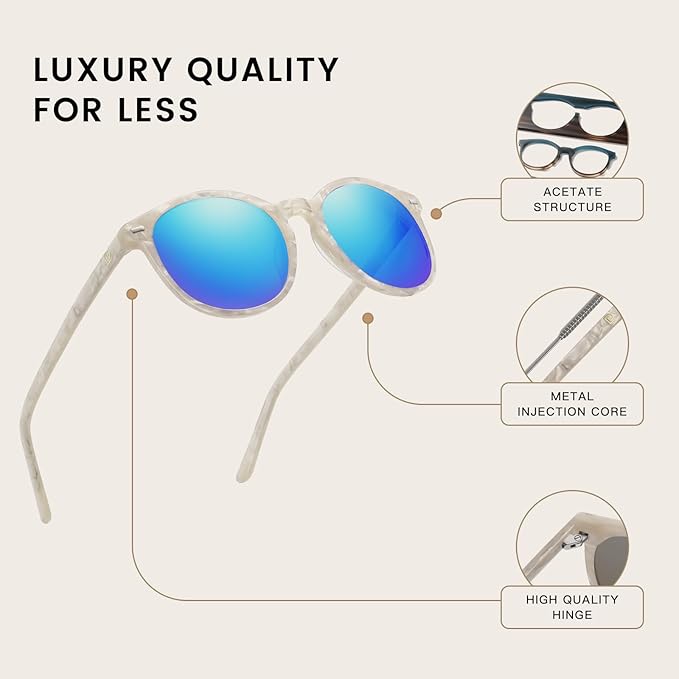 DUCO Polarized Sunglasses for Women Retro Round Women's Sunglasses Classic Vintage UV400 Shades DC1230