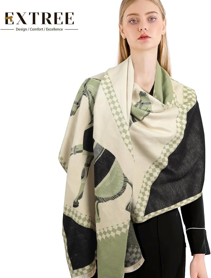 EXTREE Scarfs for Women Pashmina Silky Shawl Wrap for Evening Dressing Blanket Open Front Poncho Cape