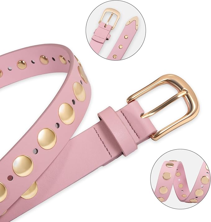 VATAN Women Leather Belt for Jeans Dresses Pants Fashion Ladies Casual Waist Belt with Gold Buckle