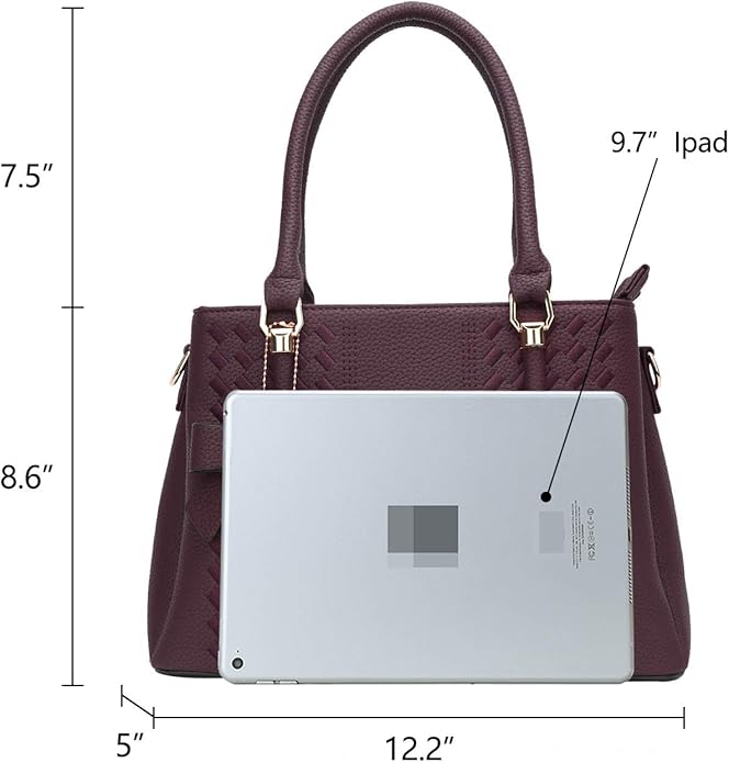 KKXIU Women Satchel Bags Handle Shoulder Handbags and Purses Pockets Zipper Leather Crossbody Bags
