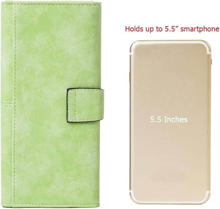Women's Vegan Leather 17 Card Slots Card Holder Long Big Bifold Wallet