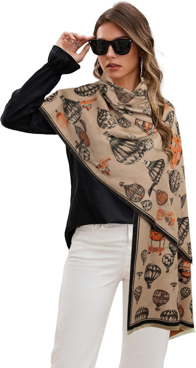 EXTREE Scarfs for Women Pashmina Silky Shawl Wrap for Evening Dressing Blanket Open Front Poncho Cape