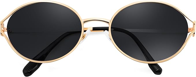 FEISEDY Retro Oval Small Sunglasses for Women Men 90s Trendy Classic Y2K Frame Round Shades UV400 Protection B9164