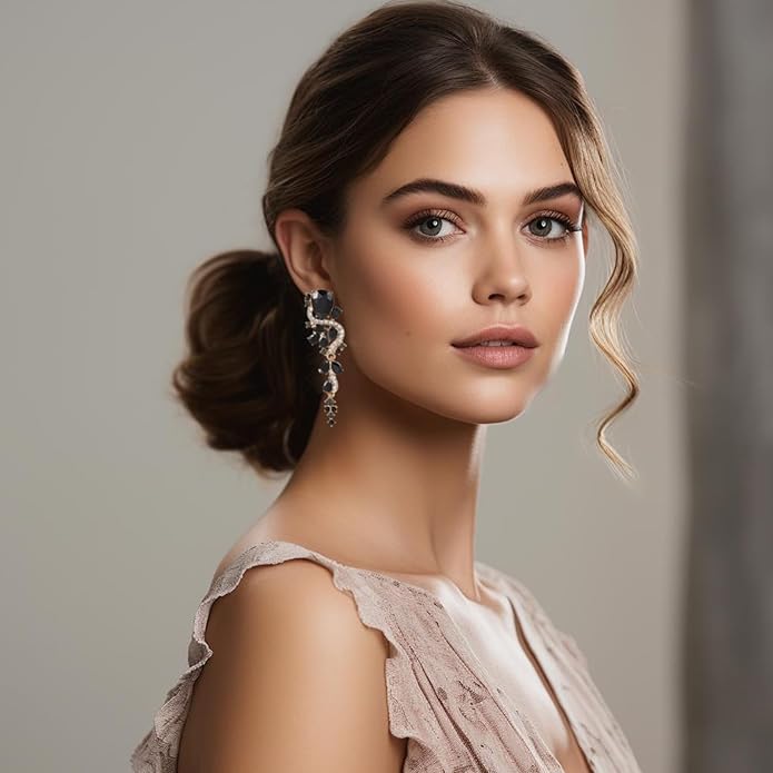 Fashion Rhinestone Statement Drop Dangle Earrings Long Colorful Crystal Bridal Wedding Teardrop Chandelier Earrings for Women Prom Pageant
