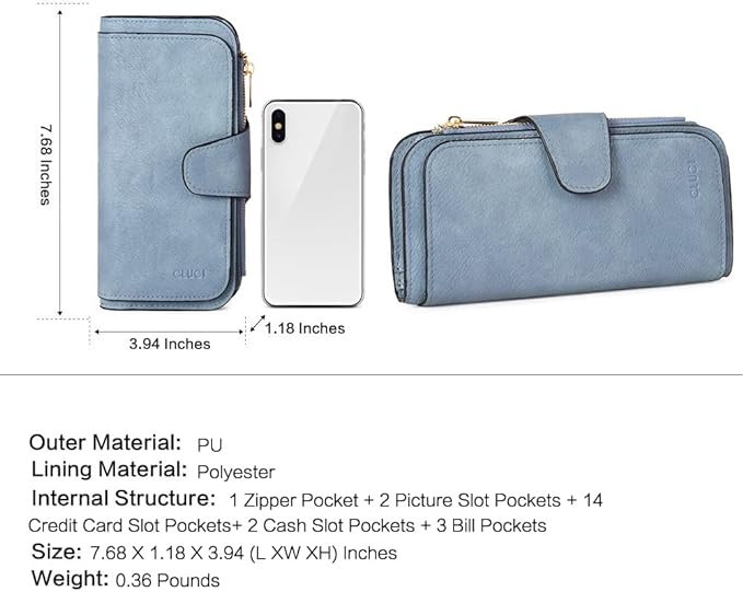 CLUCI Wallet For Women PU Leather RFID Blocking Womens Wallet Bifold Card Holder with ID Window Gifts for Women Birthday | RFID Blocking, Designer, Trifold, Card Holder, ID Window