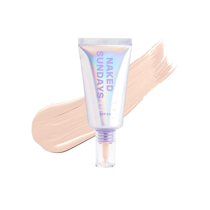 Naked Sundays BeautyScreen™ SPF 50 Peptide Foundation Tint – Tinted Sunscreen & Skincare Makeup with Zinc Oxide, Niacinamide – Lightweight Natural Coverage, 1.5 Fair Cool, 1.01 Oz