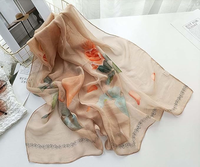 Pokeedioty Women’s Scarf Lightweight Elegant Floral Pattern Scarf Fashion Scarves Sheer Scarfs Shawls
