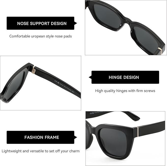 ZENOTTIC Retro Square Polarized Sunglasses for Women Vintage Sun Glasses UV400 Protection Trendy Shades Fashion Style