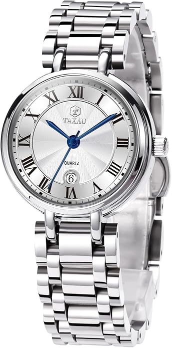 Gold Silver Two Tone Women Stainless Steel Watch Small Wrist ElegantDress Watch for Women Fashion Luxury Waterproof Day Date Analog Quartz Ladies Watches