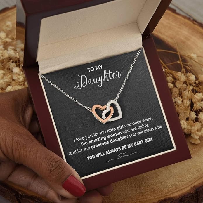 VIRAGIL To My Daughter Gift Necklace From Dad or Mom - Badass Daughter Jewelry With Heartfelt Message & Elegant Box