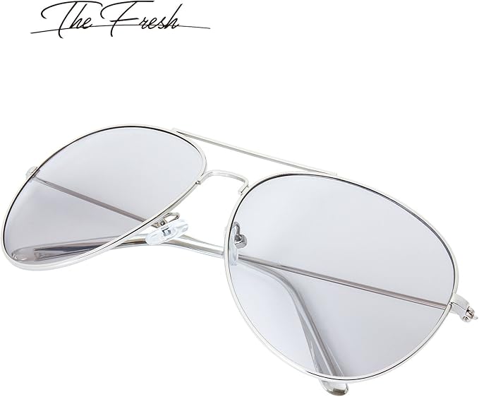 The Fresh Classic Aviator Frame Light Color Lens XL Oversized Sunglasses Gift Box