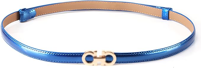 Women's Stylish Bowknot Buckle Thin Patent Leather Waist Belt For Dress