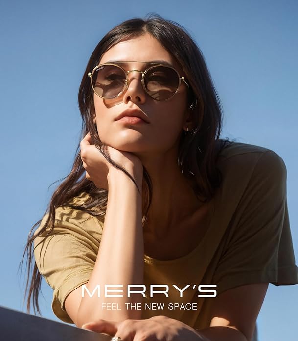 MERRY'S Retro Round Polarized Sunglasses - Unisex Double Bridge Sun Glasses